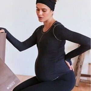 NWT $60 Free People x HATCH Maternity Right On Run Layer Medium Black Shirt Top